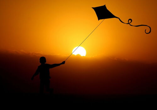 Sonnenuntergang mit Drache